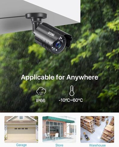 ZOSI 1080P 2.0MP Security Camera | 4-in-1 TVI/CVI/AHD/CVBS Hybrid CCTV Camera System | 1920TVL HD, 80ft IR Night Vision | Compatible with 960H, 720P, 1080P, 5MP, 4K Analog Surveillance DVR in Saudi Arabia