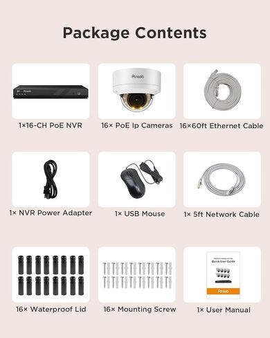 4K 16 Channel PoE Security Camera System, 16x 8MP IK10 Vandal Dome Cameras with Human Vehicle Detection, Smart Color Night Vision, 2 Way Audio, 24/7 Remote Access, 4TB HDD NVR, PD54Y1616-8M in Saudi Arabia