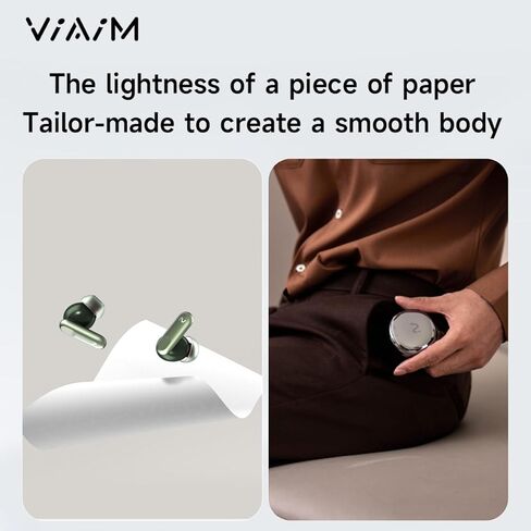 سماعات أذن VIAIM Nano+ AI الذكية - سماعات أذن لاسلكية 4 في 1 لإلغاء الضوضاء مع مسجل صوت، مترجم وناسخ في الوقت الحقيقي، IPX5، عمر بطارية 40 ساعة (فضي) (متجدد) in Kuwait