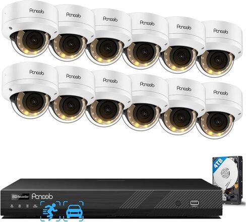 4K 16 Channel PoE Security Camera System, 16x 8MP IK10 Vandal Dome Cameras with Human Vehicle Detection, Smart Color Night Vision, 2 Way Audio, 24/7 Remote Access, 4TB HDD NVR, PD54Y1616-8M in Saudi Arabia