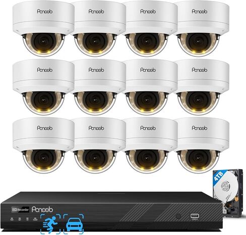 4K 16 Channel PoE Security Camera System, 16x 8MP IK10 Vandal Dome Cameras with Human Vehicle Detection, Smart Color Night Vision, 2 Way Audio, 24/7 Remote Access, 4TB HDD NVR, PD54Y1616-8M in Saudi Arabia