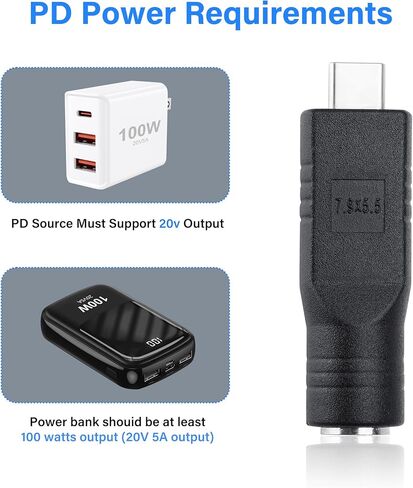 PNGKNYOCN USB C Male to DC Female Power Adapter Type-C to DC 8mm Female Converter Work with 20V/100W+ Type-C PD Source（2-Pack） in Saudi Arabia