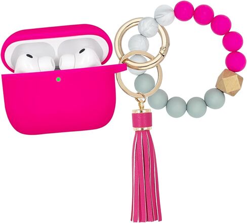 Compatible with AirPods Pro 3 Case Cover 2025, Silicone Protective Cover with Bracelet Keychain for Apple AirPods Pro 3rd Generation Wireless Earbuds (Hot Pink) in Kuwait