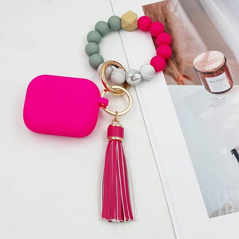 Compatible with AirPods Pro 3 Case Cover 2025, Silicone Protective Cover with Bracelet Keychain for Apple AirPods Pro 3rd Generation Wireless Earbuds (Hot Pink) in Kuwait