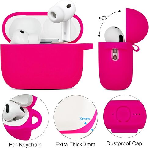 Compatible with AirPods Pro 3 Case Cover 2025, Silicone Protective Cover with Bracelet Keychain for Apple AirPods Pro 3rd Generation Wireless Earbuds (Hot Pink) in Kuwait