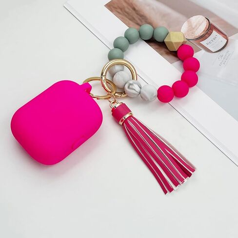 Compatible with AirPods Pro 3 Case Cover 2025, Silicone Protective Cover with Bracelet Keychain for Apple AirPods Pro 3rd Generation Wireless Earbuds (Hot Pink) in Kuwait