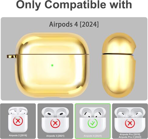 Compatible with AirPods 4 Case Girly Protective Glitter Gold Jewelry Cover for Air Pods 4th Generation with Luxury Bracelet Keychain for Women Girls (Pink) in Saudi Arabia