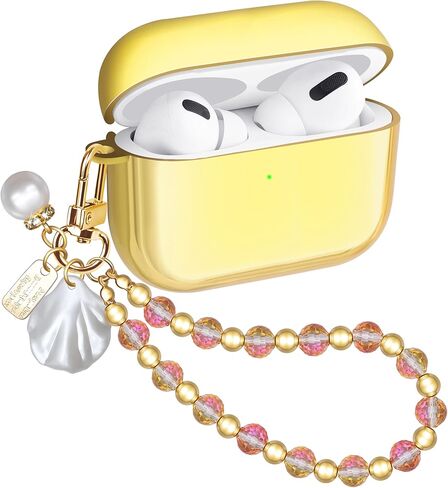Compatible with AirPods 4 Case Girly Protective Glitter Gold Jewelry Cover for Air Pods 4th Generation with Luxury Bracelet Keychain for Women Girls (Pink) in Saudi Arabia