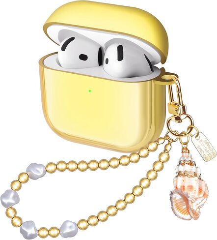 Compatible with AirPods 4 Case Girly Protective Glitter Gold Jewelry Cover for Air Pods 4th Generation with Luxury Bracelet Keychain for Women Girls (Pink) in Saudi Arabia