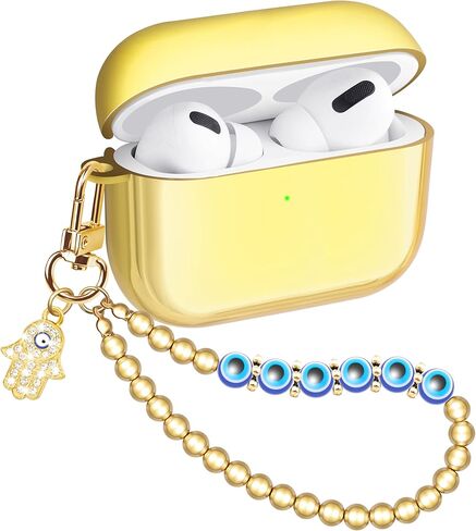 Compatible with AirPods 4 Case Girly Protective Glitter Gold Jewelry Cover for Air Pods 4th Generation with Luxury Bracelet Keychain for Women Girls (Pink) in Saudi Arabia