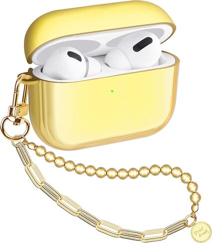 Compatible with AirPods 4 Case Girly Protective Glitter Gold Jewelry Cover for Air Pods 4th Generation with Luxury Bracelet Keychain for Women Girls (Pink) in Saudi Arabia