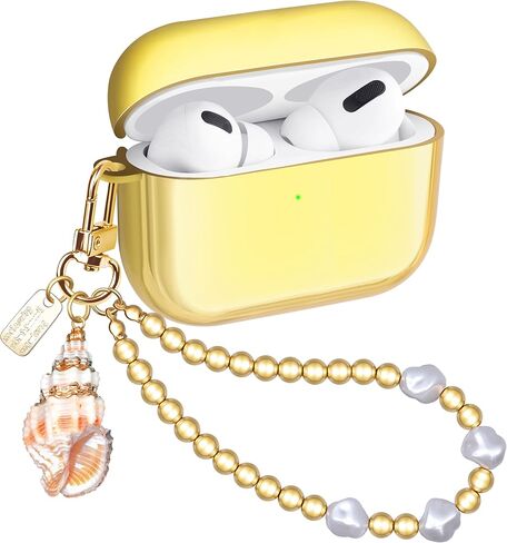 متوافق مع حافظة AirPods 4، غطاء مجوهرات ذهبي لامع واقٍ للفتيات لسماعات Air Pods الجيل الرابع مع سلسلة مفاتيح فاخرة للنساء والفتيات (وردي) in Kuwait