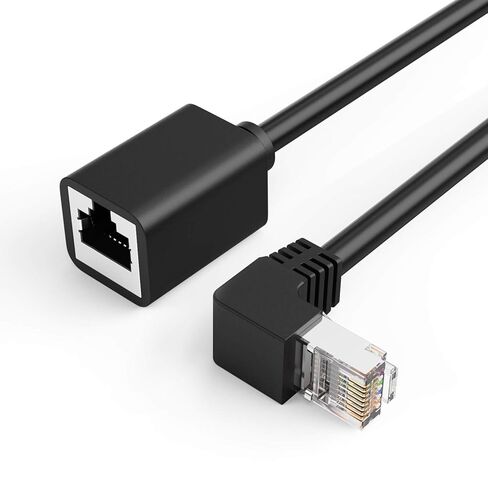 CAT6 Ethernet Extension Cable, Shielded 8P8C Ethernet Patch Cable,Up Angled Support Bandwidth Up to 250mhz, 1.6ft/0.5m, Black in Saudi Arabia