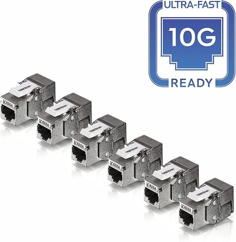 الحزمة: TRENDnet 24-Port Keystone Shielded 1U Patch Panel TC-KP24S + TRENDnet Shielded Cat6A RJ45 Silver Keystone Jack 6-Pack TC-K06C6A in Kuwait