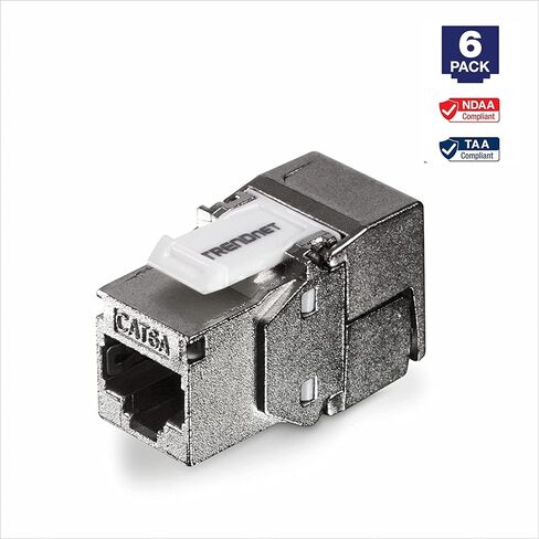 الحزمة: TRENDnet 24-Port Keystone Shielded 1U Patch Panel TC-KP24S + TRENDnet Shielded Cat6A RJ45 Silver Keystone Jack 6-Pack TC-K06C6A in Kuwait