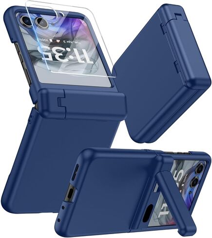 for Motorola Razr 2024/2025 Case with Stand, Built-in Outer Screen Protector & Hinge Protection, Slim Fit Hard Full Body Shockproof Phone Cover for Moto Razr 2024/2025, Black in Kuwait