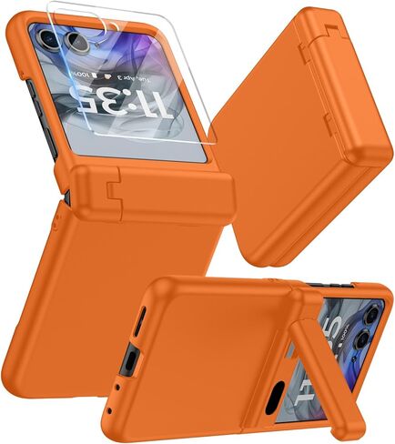for Motorola Razr 2024/2025 Case with Stand, Built-in Outer Screen Protector & Hinge Protection, Slim Fit Hard Full Body Shockproof Phone Cover for Moto Razr 2024/2025, Black in Kuwait