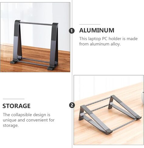 NUOBESTY Portable Aluminum Alloy Laptop Stand Cooling Rack, Foldable Desktop Computer Holder for Office and Travel, Dark Gray in Saudi Arabia