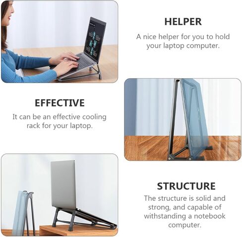 NUOBESTY Portable Aluminum Alloy Laptop Stand Cooling Rack, Foldable Desktop Computer Holder for Office and Travel, Dark Gray in Saudi Arabia