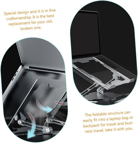 حامل كمبيوتر محمول من سبائك الألومنيوم من SUPVOX للمكتب، حامل معدني للكمبيوتر المحمول قابل للتعديل مع قاعدة مضادة للانزلاق، كمبيوتر مكتبي فضي ودعم الكمبيوتر اللوحي للاستخدام المكتبي in Kuwait