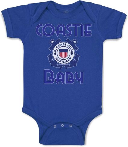 Cute Rascals Baby Bodysuit United States Coast Guard Auxiliary Coastie Baby with Flag Funny Boy & Girl Baby Clothes Cotton Royal Blue Design Only 12 Months in Saudi Arabia