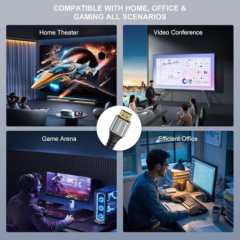 8K 4K HDMI Cable 48Gbps 5.8FT, Ultra High Speed Braided Cord - 8K@60Hz 4K@120Hz eARC Dynamic HDR, HDMI 2.1 Cable in Saudi Arabia