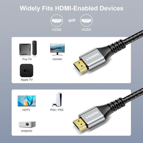 8K 4K HDMI Cable 48Gbps 5.8FT, Ultra High Speed Braided Cord - 8K@60Hz 4K@120Hz eARC Dynamic HDR, HDMI 2.1 Cable in Saudi Arabia