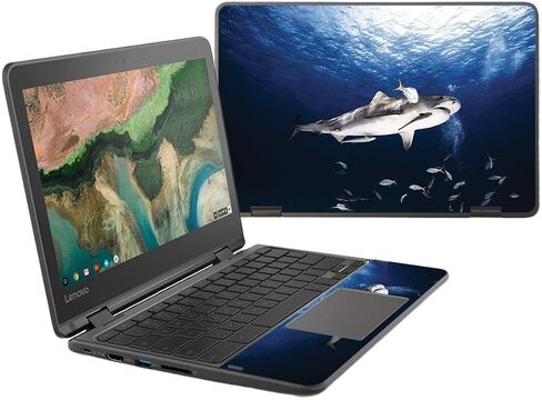 Mightyskins Skin متوافق مع Lenovo 300e Chromebook 11.6" (2018) - Shark Dive | غطاء ملتف من الفينيل واقٍ ومتين وفريد ​​من نوعه | سهل التطبيق والإزالة وتغيير الأنماط | صنع في الولايات المتحدة الأمريكية in Kuwait