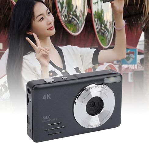 كاميرا Acouto Point and Shoot الرقمية 4K 64 ميجابكسل، كاميرا صغيرة مدمجة مع تقريب رقمي 18X حلقة التركيز التلقائي وتسجيل التصوير الفوتوغرافي بالحركة البطيئة، محمولة للمبتدئين (Acoutog519fx6qa7-11) in Kuwait