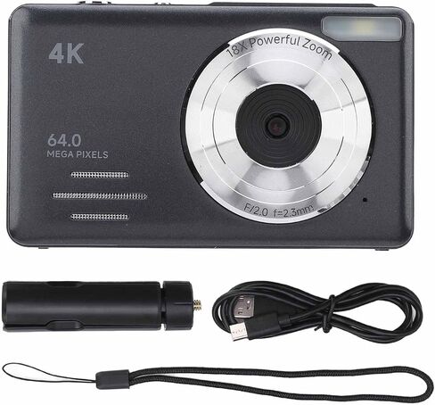 كاميرا Acouto Point and Shoot الرقمية 4K 64 ميجابكسل، كاميرا صغيرة مدمجة مع تقريب رقمي 18X حلقة التركيز التلقائي وتسجيل التصوير الفوتوغرافي بالحركة البطيئة، محمولة للمبتدئين (Acoutog519fx6qa7-11) in Kuwait