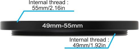 2Pcs 49mm to 55mm Aluminum Alloy Step Up Ring Lens Adapter 49mm Male to 55mm Female Thread Filter Mount in Saudi Arabia