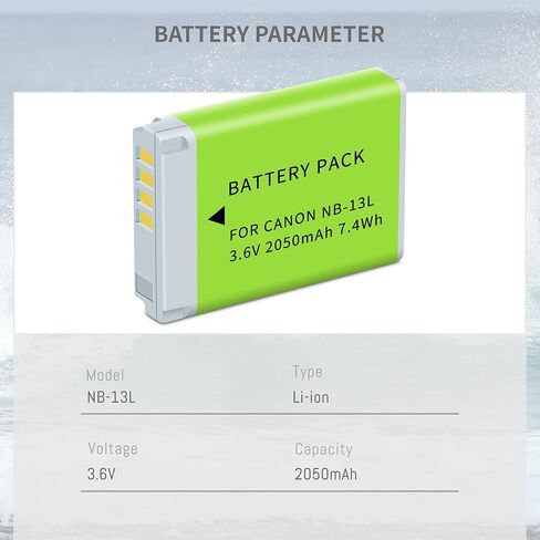 2Pack NB-13L 2050mah Battery, Dual-Slot Smart LCD Display Charger for Canon PowerShot G7 X Mark III,II,G7 X,G1 X Mark III,G5 X Mark II,G5 X,G9 X Mark II,SX740 HS,SX730 HS,SX720 HS,SX620 HS 2050mah in Saudi Arabia