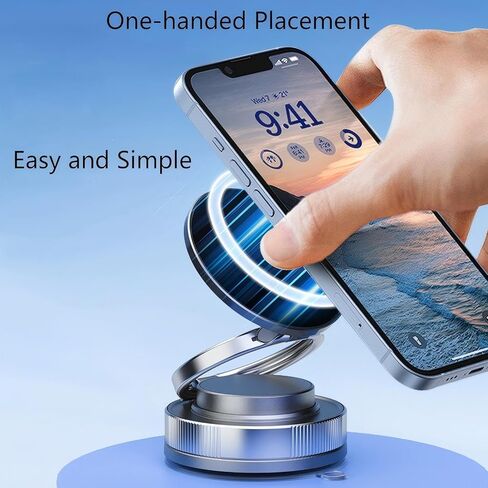Vacuum Magnetic Phone Stand-Lighter and More Portable, 360° Adjustable Holder with Suction Cup for Car, Bathroom, Car Phone Mount Compatible with iPhone 16 Pro Max in Saudi Arabia