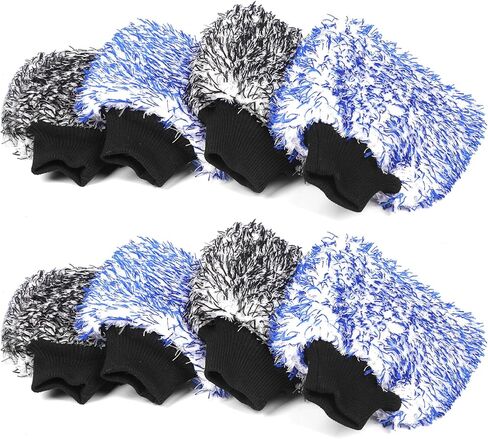 MIKKUPPA Microfiber Car Wash Mitt - Double-Sided Ultra Absorbent Scratch Free Premium Blend Glove for Car Washing Home Cleaning (Black, 2Pack, 11'' x 8'') in Saudi Arabia