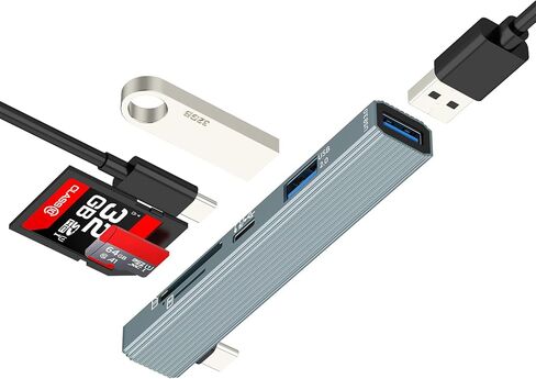 USB C Splitter Macbook Hub لمحول IPhone (5in1) منفذ قارئ بطاقة SD ومحطة إرساء متعددة المنافذ لجهاز IPad Pro لملحقات الكمبيوتر المحمول Apple Thunderbolt Type C كابل شاحن متوافق مع Samsung OTG 9 in Saudi Arabia