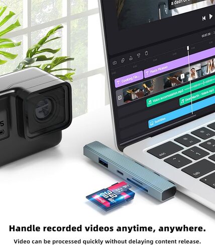 USB C Splitter Macbook Hub لمحول IPhone (5in1) منفذ قارئ بطاقة SD ومحطة إرساء متعددة المنافذ لجهاز IPad Pro لملحقات الكمبيوتر المحمول Apple Thunderbolt Type C كابل شاحن متوافق مع Samsung OTG 9 in Saudi Arabia