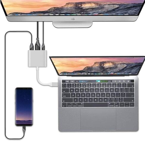 محول USB C إلى 4K HDMI محول PD منفذ HDTV متوافق مع Samsung Galaxy S24/S23/S22 Plus، محول جهاز عرض تلفزيوني بمنفذ شاحن من النوع C in Kuwait