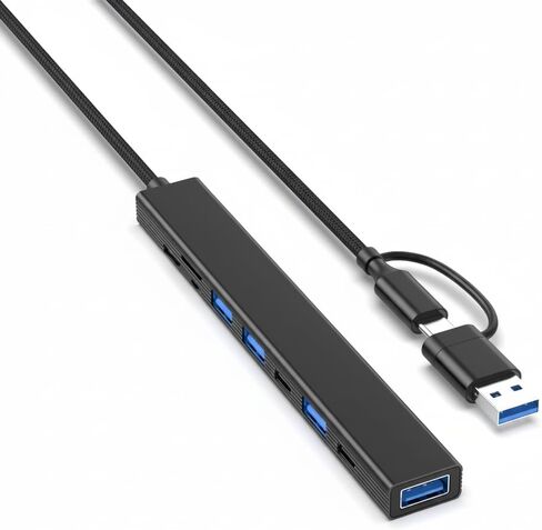 موزع USB متعدد المنافذ 8 في 1 متوافق مع أجهزة الكمبيوتر اللوحية وأجهزة الكمبيوتر ومحولات المنافذ الملحقة - قاعدة ألومنيوم مع 1 USB 3.0، 3 USB 2.0، 2 منافذ بيانات USB C، قارئ بطاقة SD/TF in Saudi Arabia