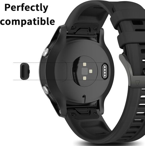 سدادات مضادة للغبار متوافقة مع ساعة Garmin Fenix ​​8 7 7S 7X 6 6S 6X 5 5S Plus، غطاء حماية لمنفذ الشحن من السيليكون لـ Venu 2/Vivoactive 3/4/Instinct 2/Forerunner 935/45S/245/945، أسود in Saudi Arabia