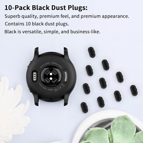 سدادات مضادة للغبار متوافقة مع ساعة Garmin Fenix ​​8 7 7S 7X 6 6S 6X 5 5S Plus، غطاء حماية لمنفذ الشحن من السيليكون لـ Venu 2/Vivoactive 3/4/Instinct 2/Forerunner 935/45S/245/945، أسود in Saudi Arabia