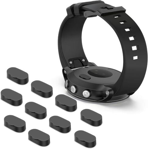 سدادات مضادة للغبار متوافقة مع ساعة Garmin Fenix ​​8 7 7S 7X 6 6S 6X 5 5S Plus، غطاء حماية لمنفذ الشحن من السيليكون لـ Venu 2/Vivoactive 3/4/Instinct 2/Forerunner 935/45S/245/945، أسود in Saudi Arabia