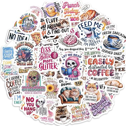 Fancy Land Funny Stickers for Adults Vinyl Sarcastic Sticker for Water Bottle Waterproof Cool Snarky Meme Decals for Scrapbook Laptop Hard Hats Decor Supplies 100Pcs in Saudi Arabia