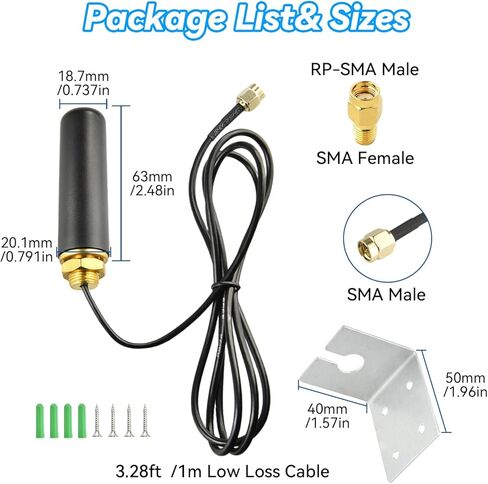 Boobrie Dual Band WiFi Antenna 2.4Ghz 5Ghz/5.8Ghz Indoor Outdoor Omnidirectional WiFi Antenna 5 dBi Gain SMA Male & RP-SMA Male Connector for WiFi Router Hotspot PCI Card IoT Gateways Security Camera in Saudi Arabia
