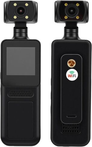 كاميرا الجسم Ciciglow 4K، كاميرا HD WiFi بعدسة دوارة 180 درجة مع شاشة HD 1.3 بوصة، مسجل فيديو للسفر الرياضي في الهواء الطلق in Saudi Arabia