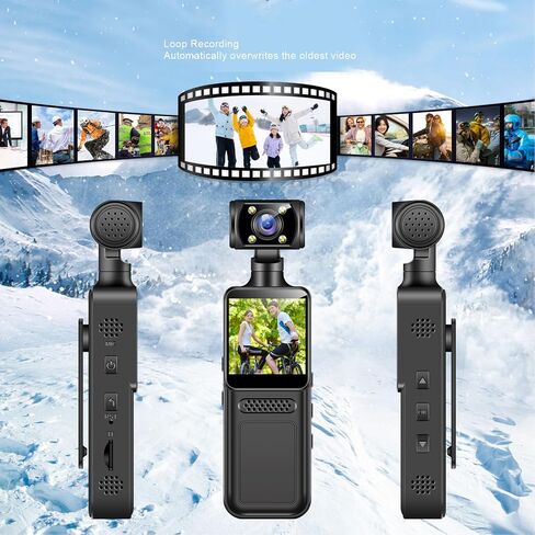 كاميرا الجسم Ciciglow 4K، كاميرا HD WiFi بعدسة دوارة 180 درجة مع شاشة HD 1.3 بوصة، مسجل فيديو للسفر الرياضي في الهواء الطلق in Saudi Arabia