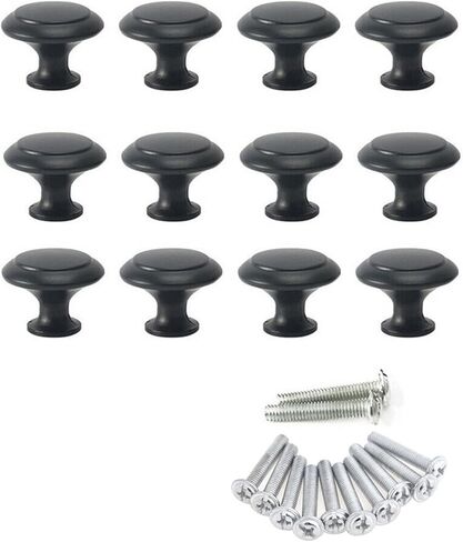 Cabinet Drawer Handle 12 Pack Mini Knob Cabinet Handles Stainless Steel Drawer Hand Pulls Replacement Furniture Door Hardware Black Silver DIY Knobs(Black) in Saudi Arabia