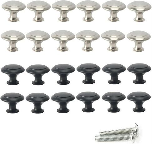 Cabinet Drawer Handle 12 Pack Mini Knob Cabinet Handles Stainless Steel Drawer Hand Pulls Replacement Furniture Door Hardware Black Silver DIY Knobs(Black) in Saudi Arabia