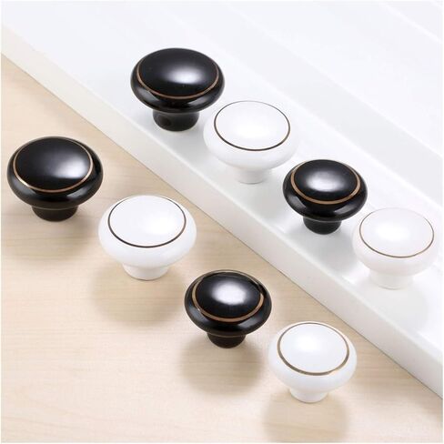 Cabinet Drawer Handle 2Pcs Ceramic Furniture Handle Knob Door Cupboard Pulls Handles European Kitchen Cabinet Handles and Knob Furniture Hardware(38mm Black) in Saudi Arabia