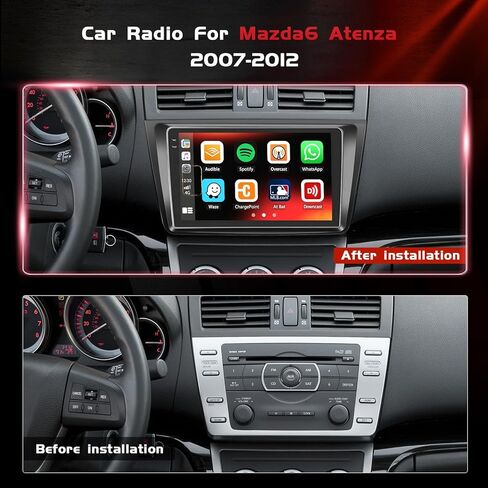 4+64GB Android 15 for 2007-2012 Mazda6 Car Radio Wireless Carplay Android Auto, Stereo with 9" in-Cell Touch Screen WiFi Bluetooth5.0 GPS FM/RDS SWC EQ + Backup Camera MIC in Saudi Arabia