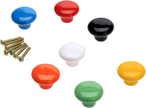 Cabinet Drawer Handle 1Pc Colorful Ceramic Door Handle Round Cabinet Knob Cupboard Drawer Wardrobe Pull Knob Furniture Kitchen Accessories Candy Color(B) in Kuwait